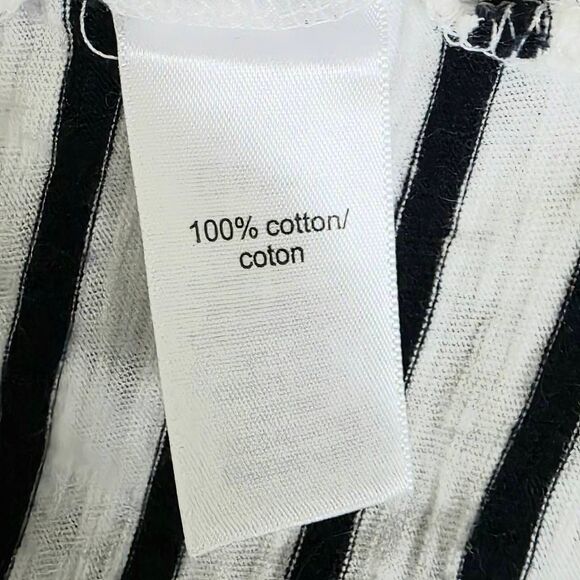 Maurices Large Black White Striped Puff Sleeve Top Women’s L - Picture 6 of 7